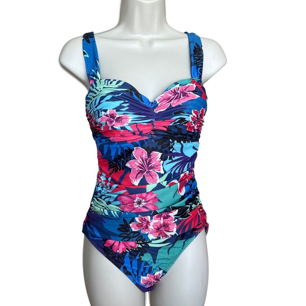 Bleu Rod Beattie Shirred Bandeau One Piece Swim Suit 6 NWT